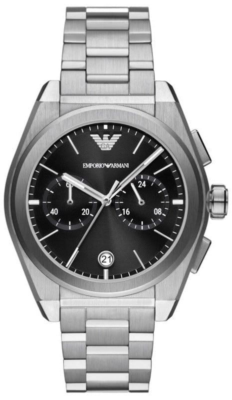 Buy Shop Emporio Armani Federico Chronograph Black Dial Silver Steel Strap Watch For Men - AR11560 USA Online