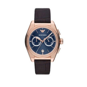 Buy Shop Emporio Armani Federico Chronograph Blue Dial Brown Leather Strap Watch For Men - AR11563 USA Online