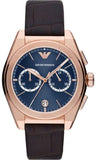 Buy Shop Emporio Armani Federico Chronograph Blue Dial Brown Leather Strap Watch For Men - AR11563 USA Online