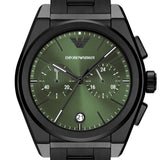 Buy Shop Emporio Armani Federico Chronograph Green Dial Black Steel Strap Watch For Men - AR11562 USA Online