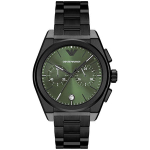 Buy Shop Emporio Armani Federico Chronograph Green Dial Black Steel Strap Watch For Men - AR11562 USA Online