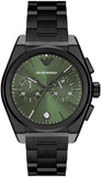 Buy Shop Emporio Armani Federico Chronograph Green Dial Black Steel Strap Watch For Men - AR11562 USA Online