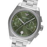 Buy Shop Emporio Armani Federico Chronograph Green Dial Silver Steel Strap Watch for Men - AR11640 USA Online