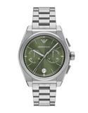 Buy Shop Emporio Armani Federico Chronograph Green Dial Silver Steel Strap Watch for Men - AR11640 USA Online