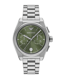 Buy Shop Emporio Armani Federico Chronograph Green Dial Silver Steel Strap Watch for Men - AR11640 USA Online