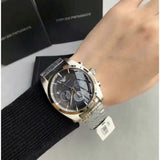 Buy Shop Emporio Armani Franco Black Dial Silver Steel Strap Watch For Men - AR0373 USA Online