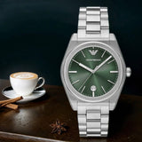 Buy Shop Emporio Armani Frederico Analog Green Dial Silver Steel Strap Watch for Men - AR11621 USA Online