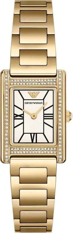 Buy Shop Emporio Armani Genni Crystals Mother of Pearl Dial Gold Steel Strap Watch for Women - AR11659 USA Online