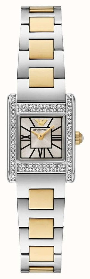 Buy Shop Emporio Armani Genni Crystals Silver Dial Two Tone Steel Strap Watch for Women - AR11704 USA Online