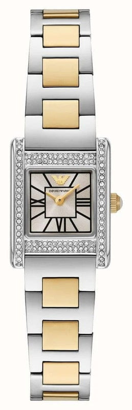 Buy Shop Emporio Armani Genni Crystals Silver Dial Two Tone Steel Strap Watch for Women - AR11704 USA Online