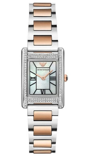 Buy Shop Emporio Armani Genni Mother of Pearl Dial Two Tone Steel Strap Watch for Women - AR11626 USA Online