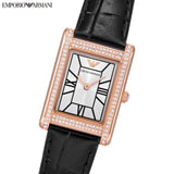 Buy Shop Emporio Armani Genni Silver Dial Black Leather Strap Watch for Women - AR11624 USA Online