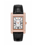 Buy Shop Emporio Armani Genni Silver Dial Black Leather Strap Watch for Women - AR11624 USA Online