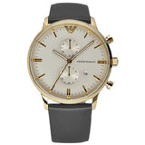 Buy Shop Emporio Armani Gianni Beige Dial Grey Leather Strap Watch For Men - AR0386 USA Online