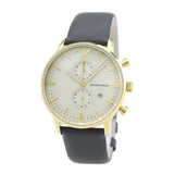 Buy Shop Emporio Armani Gianni Beige Dial Grey Leather Strap Watch For Men - AR0386 USA Online