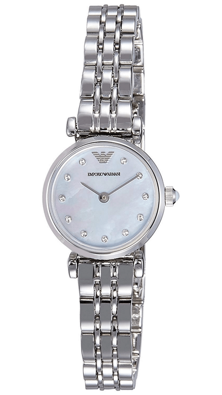 Buy Shop Emporio Armani Gianni Blue Dial Silver Steel Strap Watch For Women - AR1961 USA Online