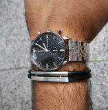 Buy Shop Emporio Armani Gianni Chronograph Black Dial Silver Steel Strap Watch For Men - AR80009 USA Online