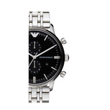 Buy Shop Emporio Armani Gianni Chronograph Black Dial Silver Steel Strap Watch For Men - AR80009 USA Online