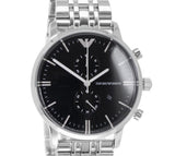 Buy Shop Emporio Armani Gianni Chronograph Black Dial Silver Steel Strap Watch For Men - AR80009 USA Online