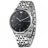 Buy Shop Emporio Armani Gianni Chronograph Black Dial Silver Steel Strap Watch For Men - AR80009 USA Online