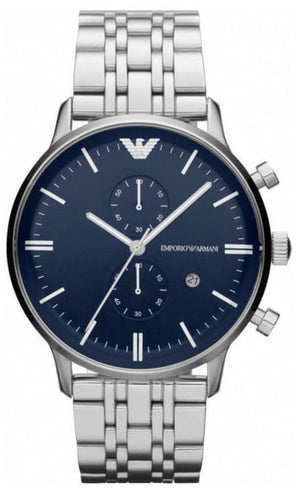Buy Shop Emporio Armani Gianni Chronograph Blue Dial Silver Steel Strap Watch For Men - AR1648 USA Online