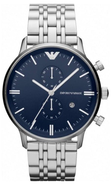 Buy Shop Emporio Armani Gianni Chronograph Blue Dial Silver Steel Strap Watch For Men - AR1648 USA Online