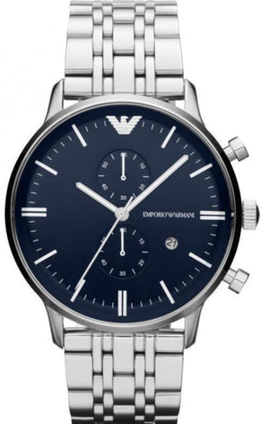 Buy Shop Emporio Armani Gianni Chronograph Blue Dial Silver Steel Strap Watch For Men - AR80013 USA Online