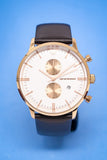 Buy Shop Emporio Armani Gianni Classic Chronograph White Dial Brown Leather Strap Watch For Men - AR0398 USA Online