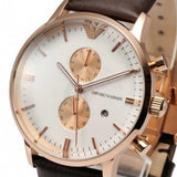 Buy Shop Emporio Armani Gianni Classic Chronograph White Dial Brown Leather Strap Watch For Men - AR0398 USA Online