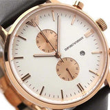 Buy Shop Emporio Armani Gianni Classic Chronograph White Dial Brown Leather Strap Watch For Men - AR0398 USA Online