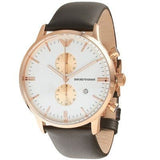 Buy Shop Emporio Armani Gianni Classic Chronograph White Dial Brown Leather Strap Watch For Men - AR0398 USA Online