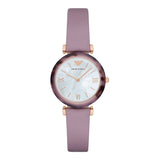 Buy Shop Emporio Armani Gianni Mother of Pearl Dial Purple Leather Strap Watch For Women - AR11003 USA Online