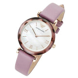 Buy Shop Emporio Armani Gianni Mother of Pearl Dial Purple Leather Strap Watch For Women - AR11003 USA Online