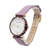 Buy Shop Emporio Armani Gianni Mother of Pearl Dial Purple Leather Strap Watch For Women - AR11003 USA Online