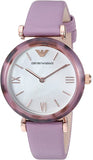 Buy Shop Emporio Armani Gianni Mother of Pearl Dial Purple Leather Strap Watch For Women - AR11003 USA Online