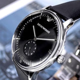 Buy Shop Emporio Armani Gianni Quartz Black Dial Black Leather Strap Watch For Men - AR0382 USA Online