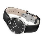 Buy Shop Emporio Armani Gianni Quartz Black Dial Black Leather Strap Watch For Men - AR0382 USA Online