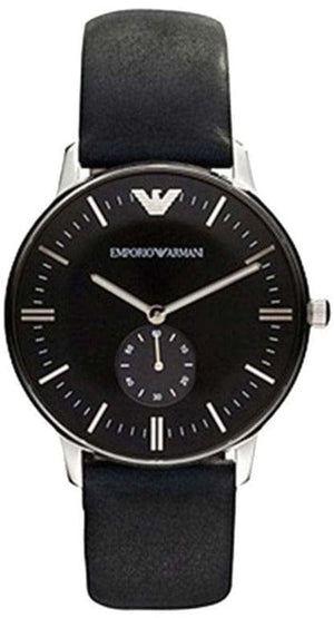 Buy Shop Emporio Armani Gianni Quartz Black Dial Black Leather Strap Watch For Men - AR0382 USA Online