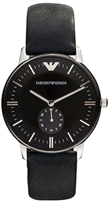 Buy Shop Emporio Armani Gianni Quartz Black Dial Black Leather Strap Watch For Men - AR0382 USA Online