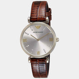 Buy Shop Emporio Armani Gianni T Bar Beige Dial Brown Leather Strap Watch For Women - AR1883 USA Online