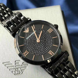 Buy Shop Emporio Armani Gianni T Bar All Black Diamond Dial Watch For Women - AR11245 USA Online