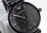 Buy Shop Emporio Armani Gianni T Bar All Black Diamond Dial Watch For Women - AR11245 USA Online