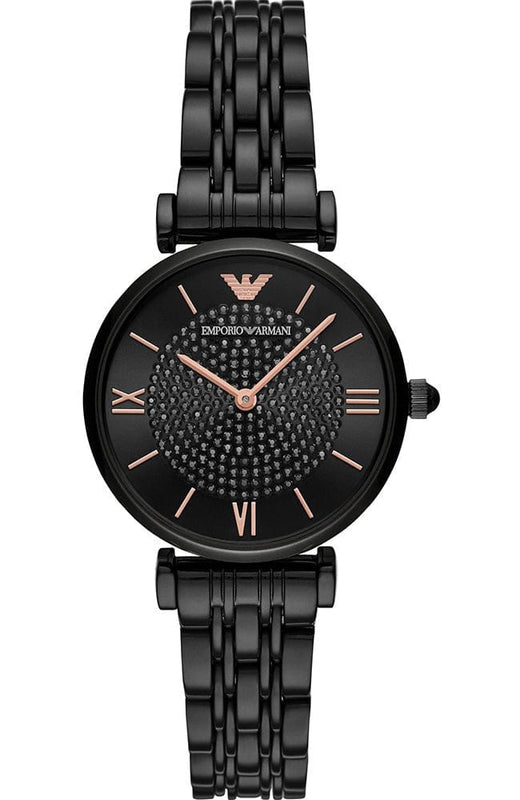 Buy Shop Emporio Armani Gianni T Bar All Black Diamond Dial Watch For Women - AR11245 USA Online