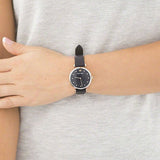 Buy Shop Emporio Armani Gianni T Bar Analog Blue Dial Black Leather Strap Watch For Women - AR1989 USA Online