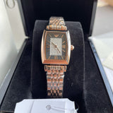 Buy Shop Emporio Armani Gianni T-Bar Analog Crystal Brown Dial Rose Gold Steel Strap Watch For Women - AR11407 USA Online