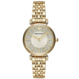 Buy Shop Emporio Armani Gianni T Bar Analog Crystals Gold Dial Gold Steel Strap Watch For Women - AR11608 USA Online