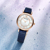 Buy Shop Emporio Armani Gianni T-Bar Analog Mother of Pearl Dial Blue Leather Strap Watch For Women - AR11468 USA Online