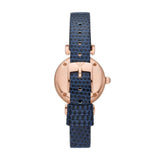 Buy Shop Emporio Armani Gianni T-Bar Analog Mother of Pearl Dial Blue Leather Strap Watch For Women - AR11468 USA Online