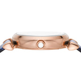 Buy Shop Emporio Armani Gianni T-Bar Analog Mother of Pearl Dial Blue Leather Strap Watch For Women - AR11468 USA Online