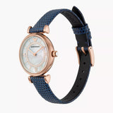 Buy Shop Emporio Armani Gianni T-Bar Analog Mother of Pearl Dial Blue Leather Strap Watch For Women - AR11468 USA Online